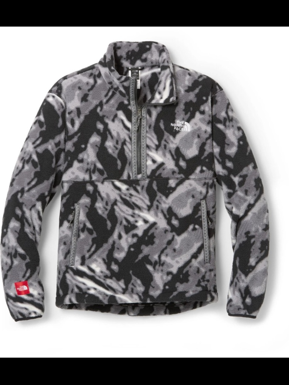 The North Face Black and Gray Camouflage Quarter-Zip Fleece